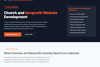develop nonprofit website, church website, ministry, charity website