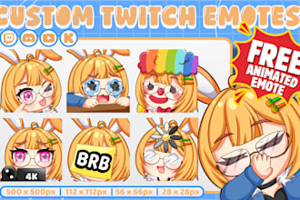 draw twitch emotes, animated emotes and chibi emotes for stream