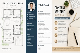 make architechtural plans , do copy writing job and can make resume for you