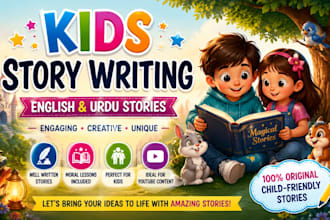 write engaging kids stories in english and urdu with ai image prompts