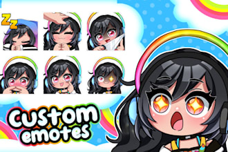 draw chibi twitch emotes, discord emoji, animated emotes