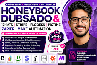 integrate honeybook dubsado 17hats stripe flodesk pictime zapier make automation