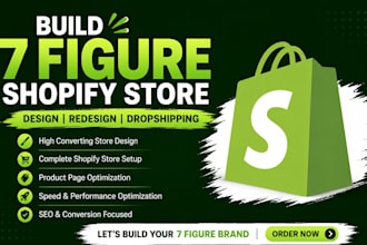 build 7 figure shopify dropshipping store, design redesign shopify website