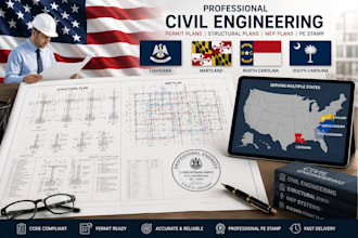 provide structural, civil engineer and mep plans for louisiana, maryland, nc, sc