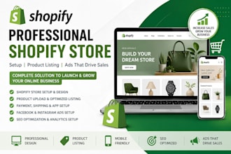 create shopify store, products listing and run ads