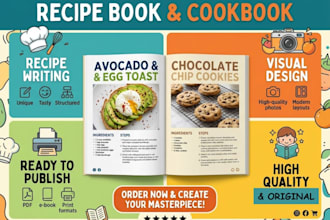 write and design cookbook recipe, recipe book design