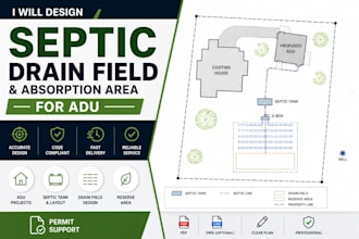 design septic drain field and absorption area plans for adu