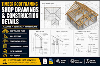 draft timber roof framing plans and detailed construction shop drawings