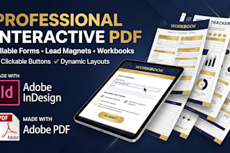 design a professional interactive PDF workbook or fillable lead magnet