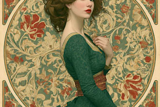 design art nouveau neo traditional vintage portrait