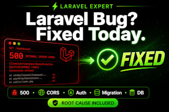 fix your laravel 500 error, cors issue or migration bug fast