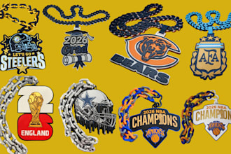 design custom 3d hype chain, 3d pendant, 3d jewelry logo pendant model in 24hrs