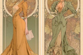 do illustrations in art nouveau style