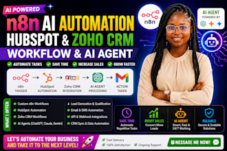 build n8n ai automation, hubspot, zoho CRM workflow and ai agent