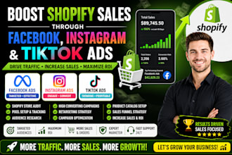 setup shopify ads, meta ads, tiktok ads, shopify store promotion to boost sales