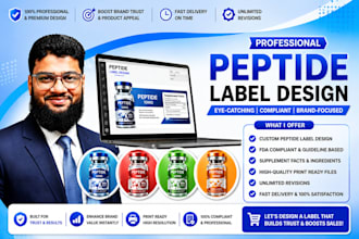 design peptide label 3d mockup, peptide sarms, peptide vial label and packaging