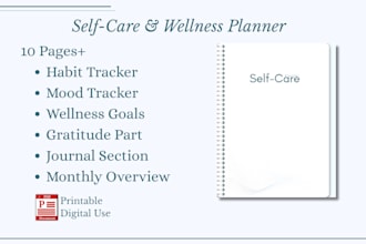 design selfcare planner digital, PDF and canva
