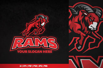 professional ram goat logo design for businesses and esports