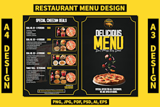 design professional restaurant menu, poster, flyer design