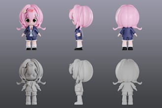 3d character model,  action figure, or statue in blender