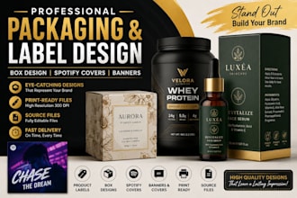 design product packaging labels box design for brand and spotify cover banners