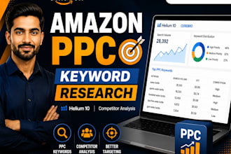 research amazon PPC keywords using helium 10 for fba products