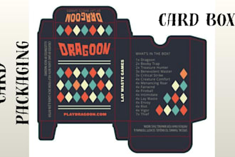 design tcg card game box, packaging tuck box tarot card deck, board game box