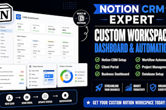 create notion crm workspace dashboard template setup website automation expert