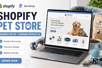shopify pet store design zendrop setup winning products sourcing copy clone pets
