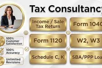 prepare tax return form 1040, 1120, 1065, 5472, w2 schedule c, freelancer tax
