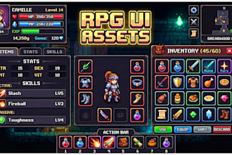 create custom pixel art item icons and rpg UI assets for games