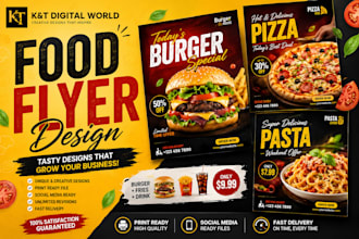 design professional food flyer, restaurant menu, and fast food poster
