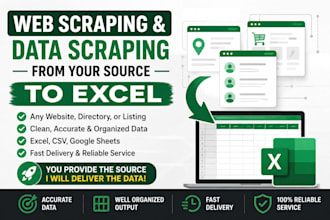do web scraping and data scraping from your source to excel