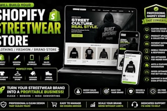 design a shopify streetwear clothing store with custom branding
