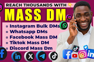 send tiktok mass dm, instagram mass dm, whatsapp bulk message, cold outreach
