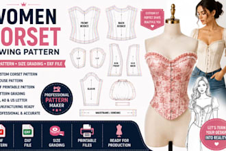 create women corset sewing pattern blouse pattern and PDF sewing pattern
