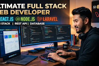 develop your website using react, node, and laravel
