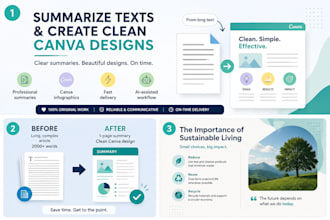 summarize texts and create clean canva designs