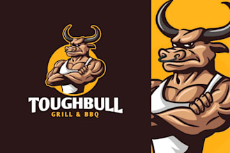 professional bull logo design with strong and modern style