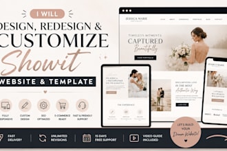 design, redesign, customize showit website, showit template showit website SEO