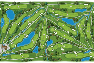 create golf course maps, golf hole illustrations, golf layout rendering