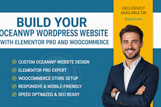 build your oceanwp wordpress website with elementor pro and woocommerce