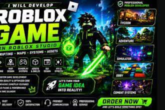 develop a roblox game with scripting, maps, systems and full gameplay