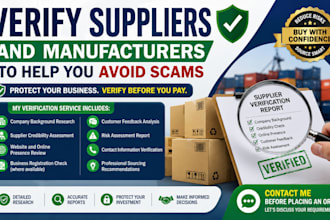 verify suppliers  and manufacturers to help you avoid scams
