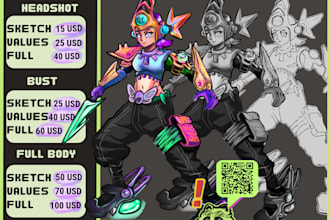 create jrpg inspired character and weapon designs