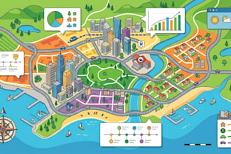 draw custom vector map illustration, infographic map and cartography