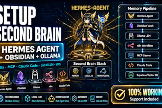 setup hermes second brain obsidian memory ollama ai n8n mcp claude code vps bot
