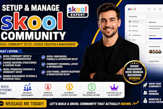 setup skool online community skool course creation skool community manager