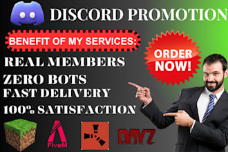 do discord promotion, minecraft, fivem, rust,dayz,server promotion