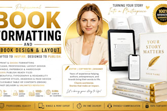 do book formatting, book layout design, kindle ebook format